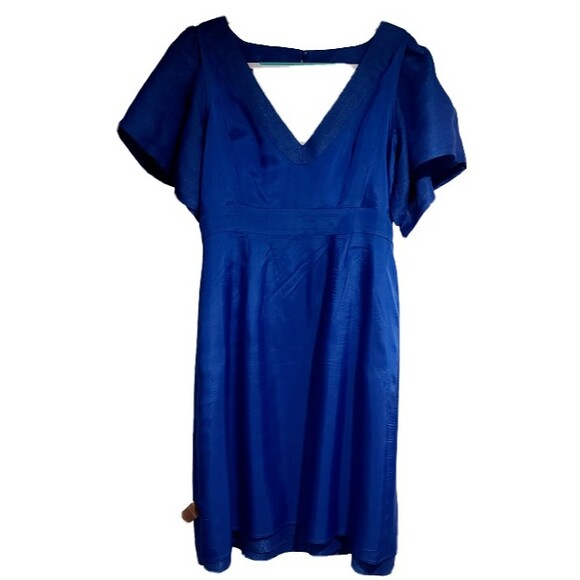 Anthropologie Tracy Reese Linen Blend Dress Womens Size 16 Backless Blue Party - Picture 5 of 9